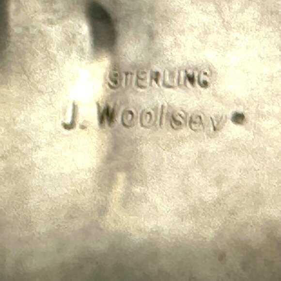 Vintage 1960s J. Woolsey Sterling Silver Cuff Bracelet with Bone Inlay — GUC - Picture 3 of 10